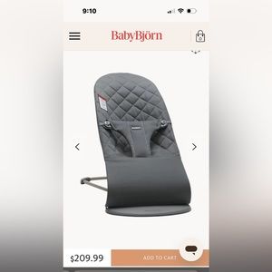 Bjorn bouncer quilted grey with toy bar